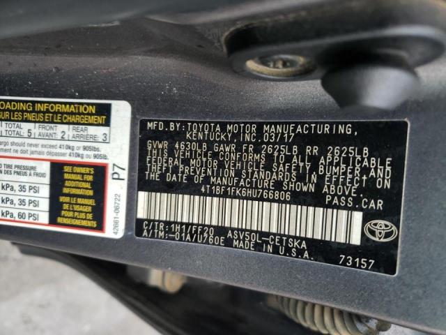 2017 TOYOTA CAMRY SE A 4T1BF1FK6HU766806