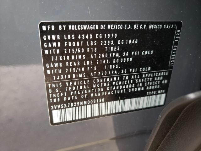 2022 VOLKSWAGEN TAOS SE 3VVSX7B29NM003190