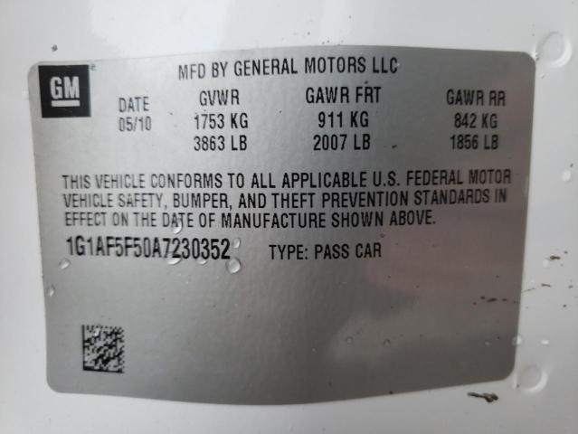 2010 CHEVROLET COBALT 2LT 1G1AF5F50A7230352