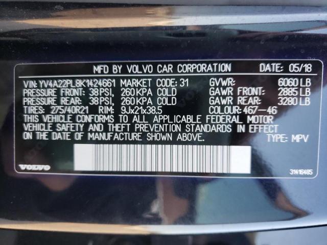 2019 VOLVO XC90 T6 IN YV4A22PL8K1424661