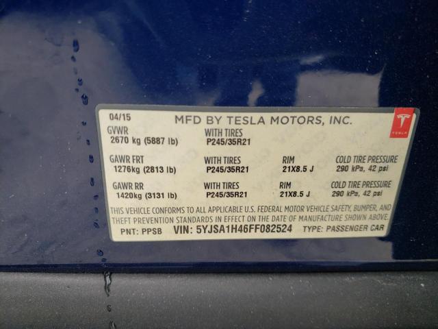 2015 TESLA MODEL S P8 5YJSA1H46FF082524
