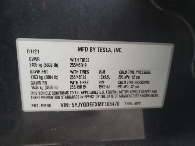 2021 TESLA MODEL Y 5YJYGDEEXMF105470