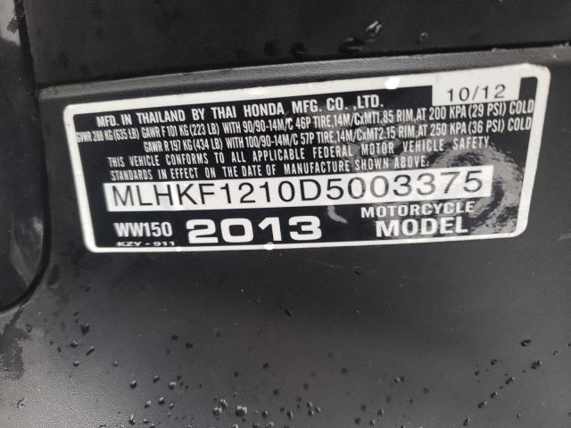2013 HONDA PCX 150 MLHKF1210D5003375