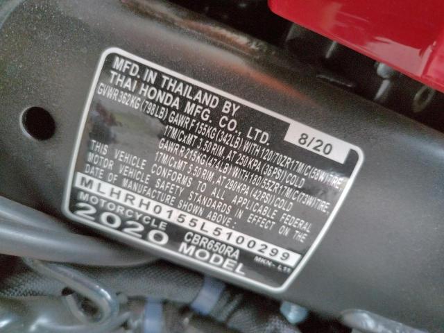 2020 HONDA CBR650 RA MLHRH0155L5100299