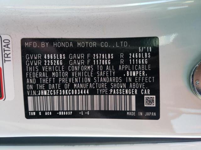2019 HONDA CLARITY TO JHMZC5F39KC003444