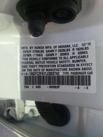 19XFC2F67LE003742 Honda Civic Lx 2020. Фото: 9