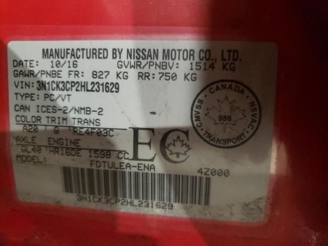 2017 NISSAN MICRA 3N1CK3CP2HL231629