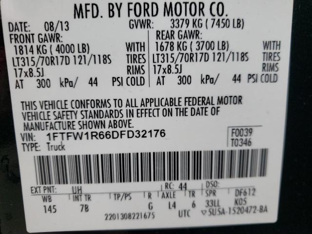 2013 FORD F150 SVT R 1FTFW1R66DFD32176