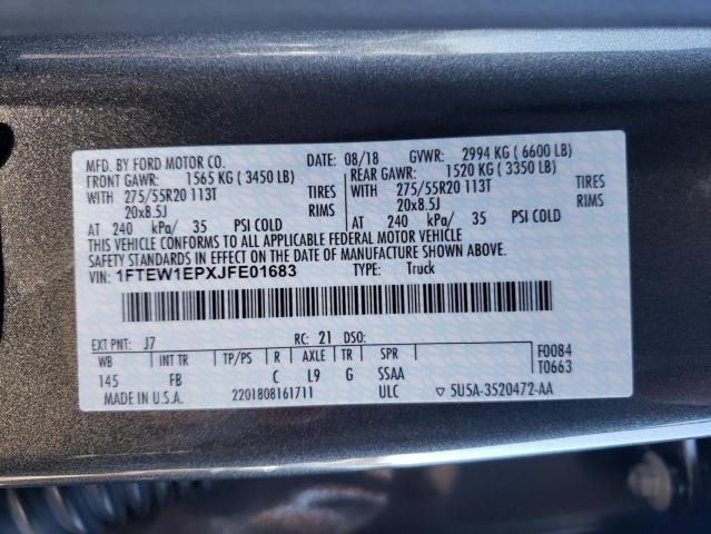 2018 FORD F150 4X4 1FTEW1EPXJFE01683