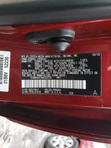 2010 TOYOTA SIENNA CE 5TDKK4CC2AS322752