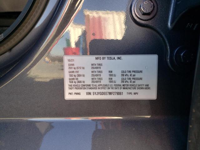 2021 TESLA MODEL Y 5YJYGDEE7MF279061