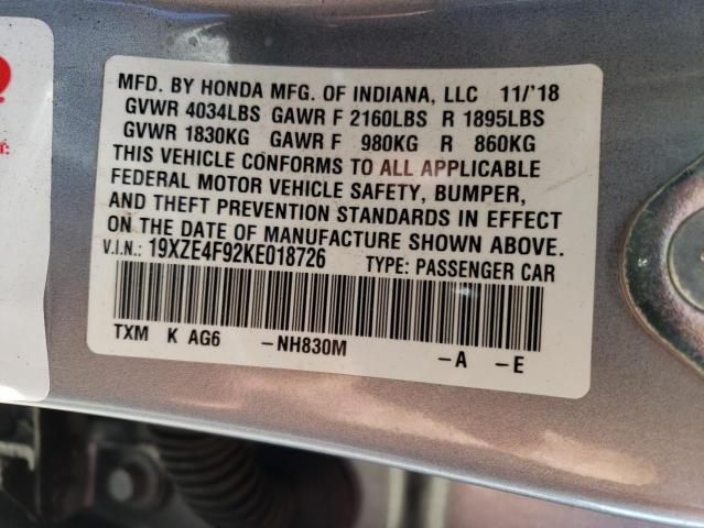 2019 HONDA INSIGHT TO 19XZE4F92KE018726