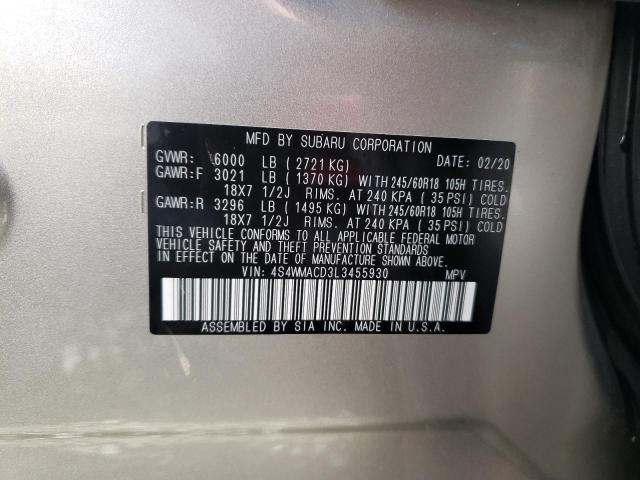 2020 SUBARU ASCENT PRE 4S4WMACD3L3455930