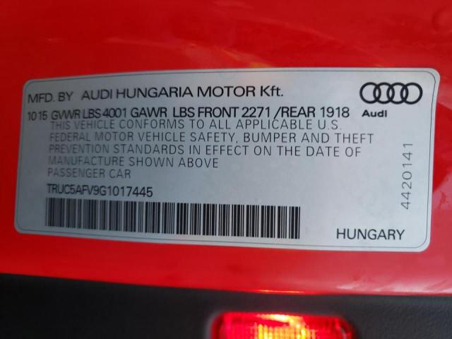 2016 AUDI TT TRUC5AFV9G1017445