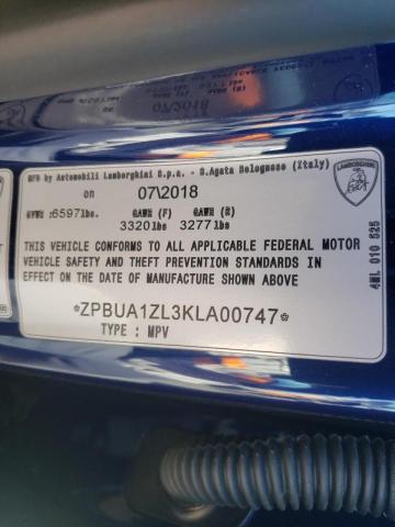 2019 LAMBORGHINI URUS ZPBUA1ZL3KLA00747