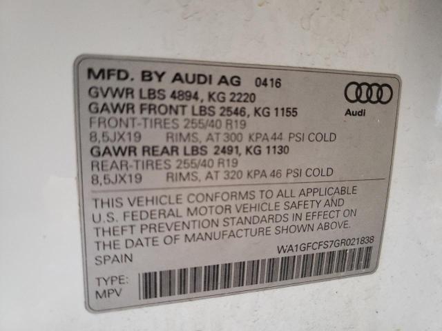 2016 AUDI Q3 PRESTIG WA1GFCFS7GR021838