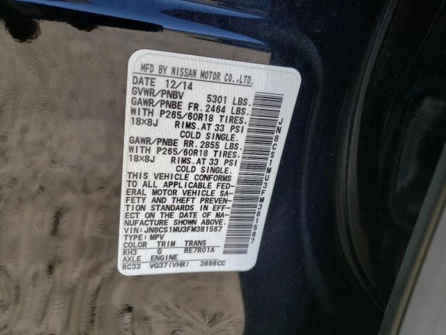 2015 INFINITI QX70 JN8CS1MU3FM381567