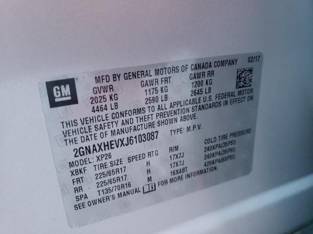 2GNAXHEVXJ6103087 Chevrolet Equinox Ls 2018. Фото: 9