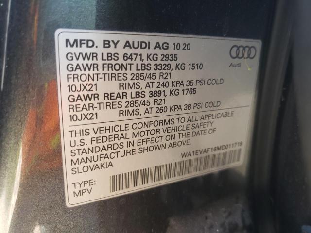 2021 AUDI Q8 PREMIUM WA1EVAF16MD011719