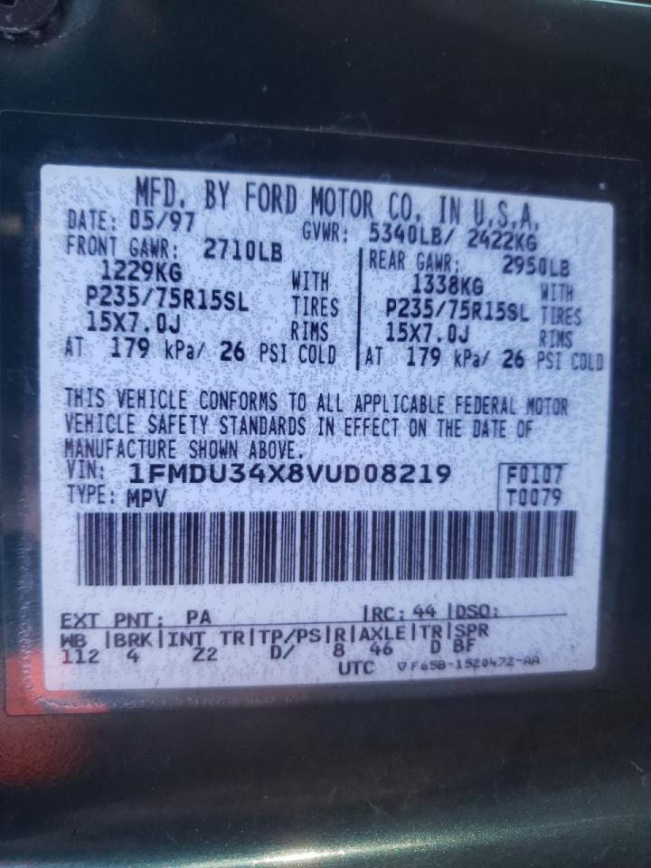 1997 Ford Explorer VIN: 1FMDU34X8VUD08219 Lot: 70574111