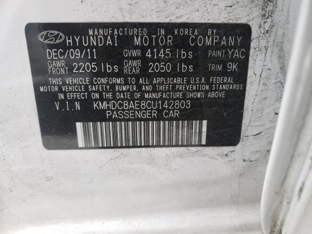 2012 HYUNDAI ELANTRA TO KMHDC8AE8CU142803