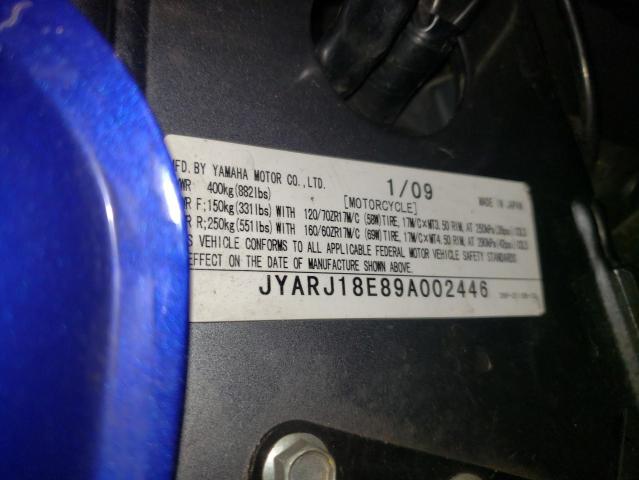 2009 YAMAHA FZ6 R JYARJ18E89A002446