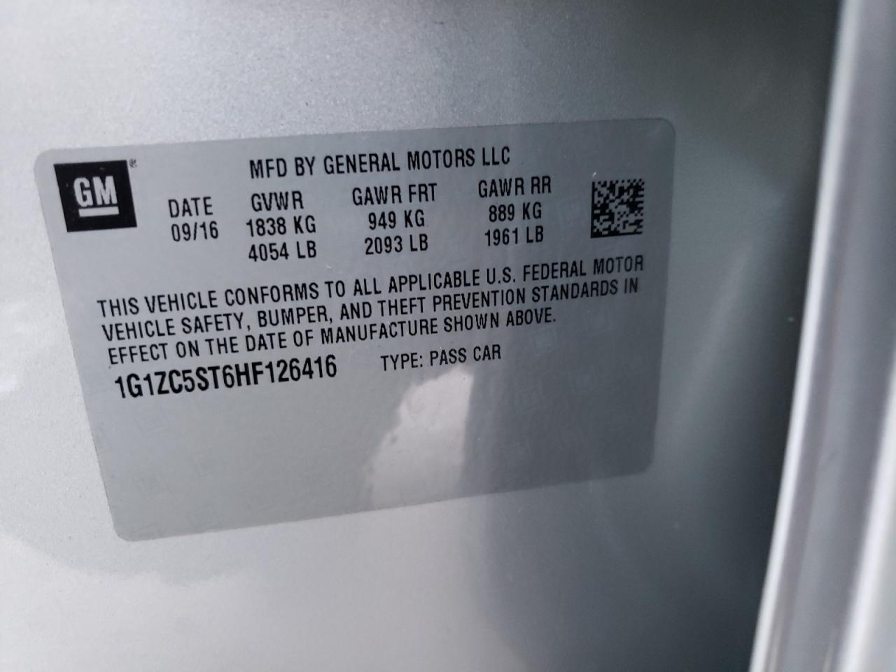 1G1ZC5ST6HF126416 CHEVROLET MALIBU 2017