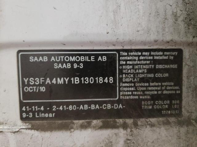 2011 SAAB 9-3 2.0T YS3FA4MY1B1301848