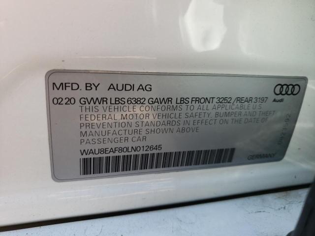2020 AUDI A8 L WAU8EAF80LN012645