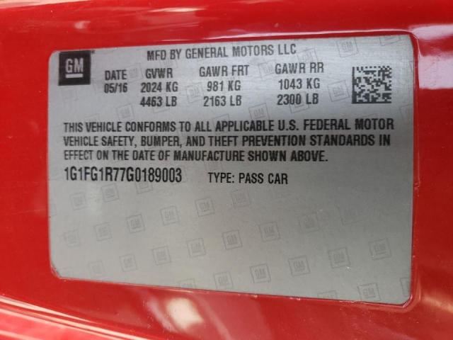 2016 CHEVROLET CAMARO SS - 1G1FG1R77G0189003