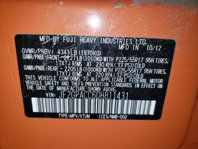 2013 SUBARU XV CROSSTR - JF2GPACC6DH811431