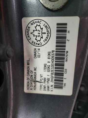 2HGFB2E53EH009378 Honda Civic Lx 2014. Фото: 9
