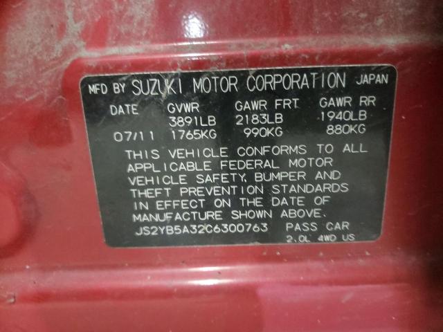 2012 SUZUKI SX4 JS2YB5A32C6300763