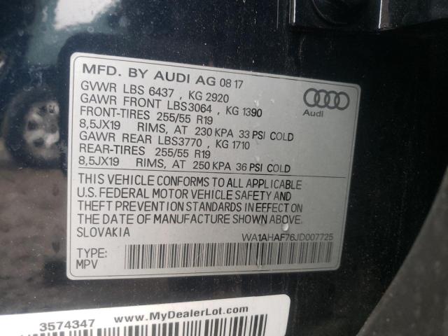 VIN WA1AHAF76JD007725 2018 Audi Q7, Premium no.10