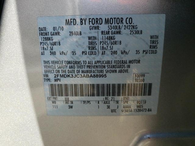 2FMDK3JC3ABA88995 Ford Edge Sel 2010. Фото: 9