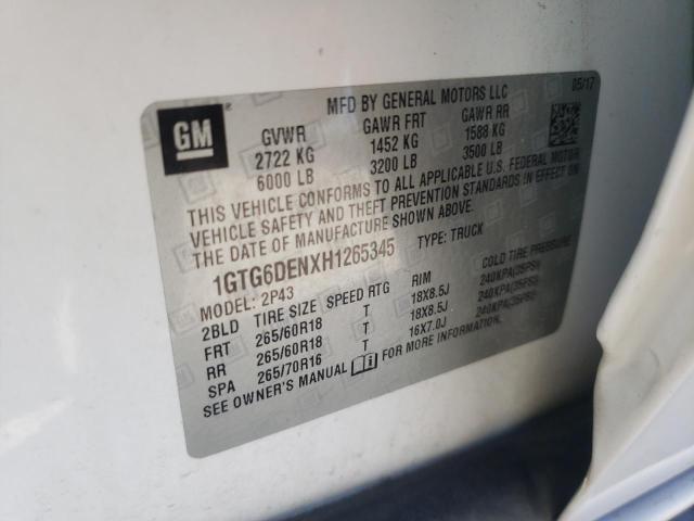 2017 GMC CANYON SLT 1GTG6DENXH1265345