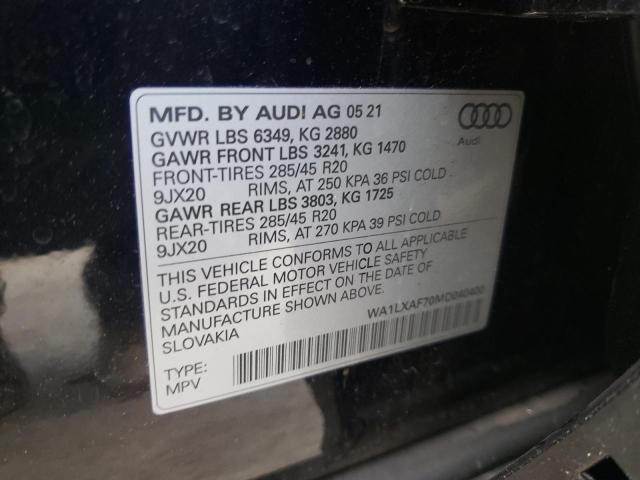 VIN WA1LXAF70MD040400 2021 Audi Q7, Premium Plus no.10