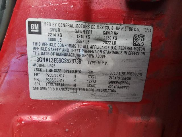 2012 CHEVROLET CAPTIVA SP 3GNAL3E59CS528738