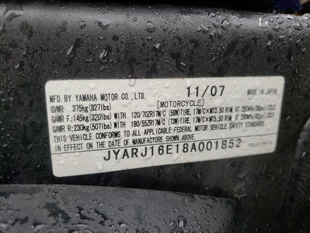 2008 YAMAHA YZFR6 JYARJ16E18A001852
