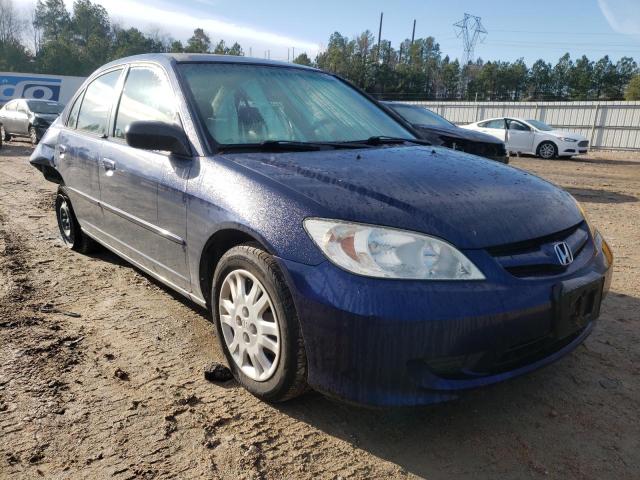 Salvage cars for sale from Copart Charles City, VA: 2005 Honda Civic LX