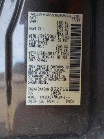 2019 NISSAN NV 3500 5BZAF0AA5KN852716