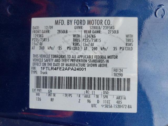 2010 FORD RANGER SUP 1FTLR4FE2APA24001