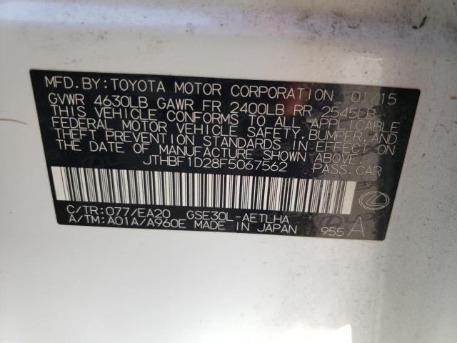 2015 LEXUS IS JTHBF1D28F5067562