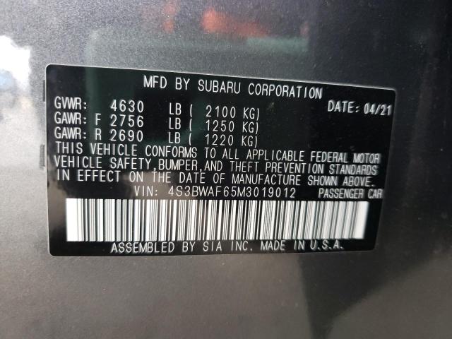 2021 SUBARU LEGACY PRE 4S3BWAF65M3019012