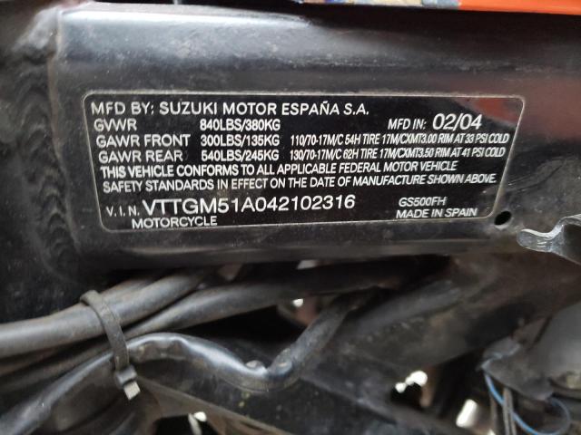 2004 SUZUKI GS500 FK VTTGM51A042102316