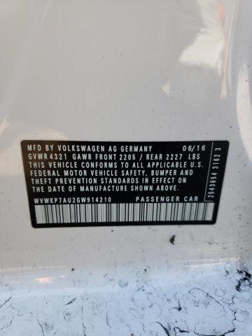 2016 VOLKSWAGEN E-GOLF SE WVWKP7AU2GW914210