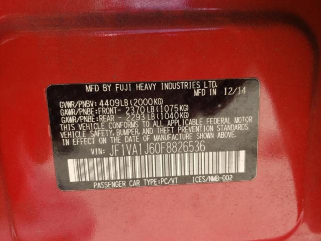 2015 SUBARU WRX LIMITE JF1VA1J60F8826536