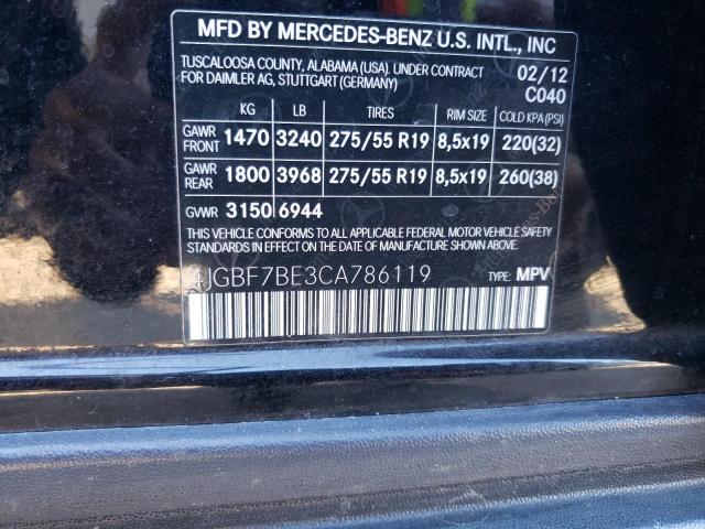 2012 MERCEDES-BENZ GL 450 4MA 4JGBF7BE3CA786119
