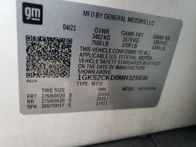 2021 GMC YUKON AT4 1GKS2CKD0MR325936