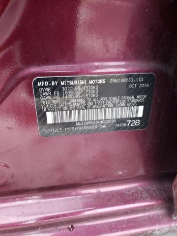 2019 MITSUBISHI MIRAGE LE ML32A5HJ2KH002596